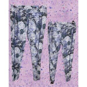 Fullbeauty Sport Logo 12 Purple Print Stitch Seam Detail Active Yoga Leggings